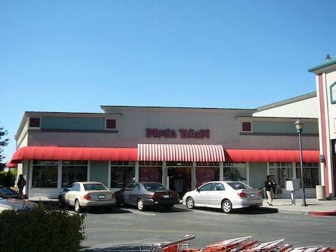 Dress Barn Clothing Store Awning with sunbrella fabrin skin, osteel frame Channel letters with internal neon lighting Redwood City, California, San Francisco Bay Area 1