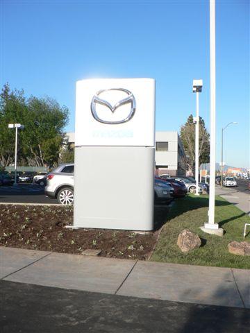 Oak Tree Mazda Lighted pylon sign with 3 dimensional logo San Jose, California, San Francisco Bay Area, Santa Clara County 3