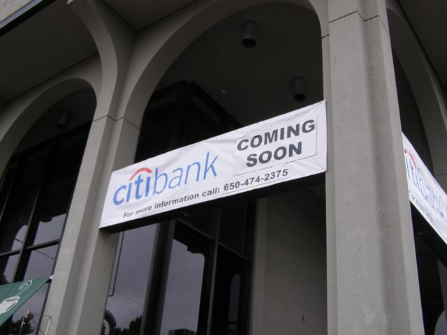 Citi Bank Banner vinyl background, hemmed & grommeted edges, vinyl letters Palo Alto, California, San Francisco Bay Area 3