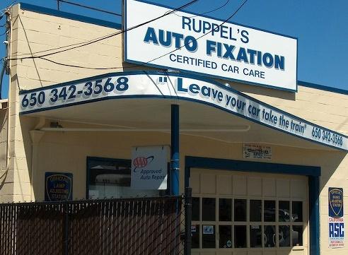 Ruppel's Auto Fixation Hand painted & lettered sign Burlingame, California, San Francisco Bay Area, San Mateo County 4