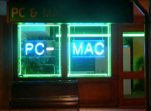 PC Mac Store Neon window border with neon letters Mountain View, California, San Francisco Bay Area Santa Clara County 6